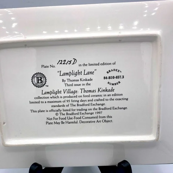 1997 Lamplight Lane By Thomas Kinkade Bradford Exchange Limited Edition Plate - Picture 3 of 5